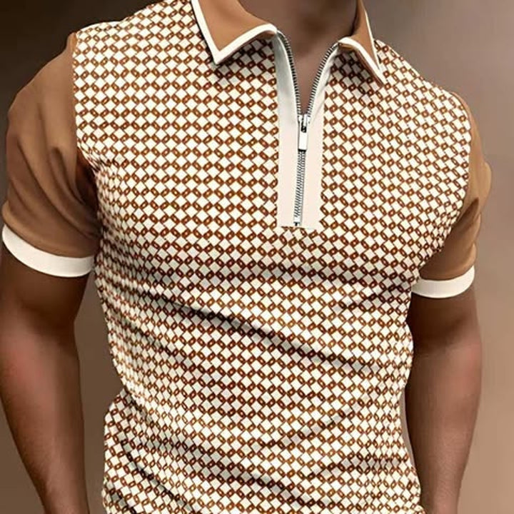 Polo zippé à rayures rétro pour homme