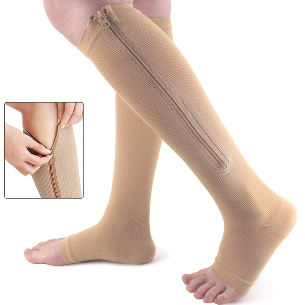 Bas de contention confortables avec fermeture éclair