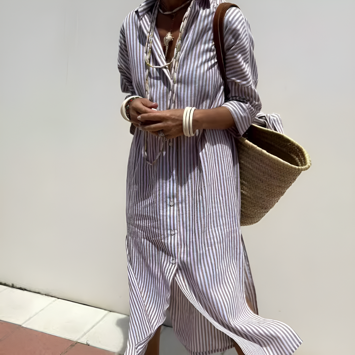 Robe chemise élégante à manches longues pour femme