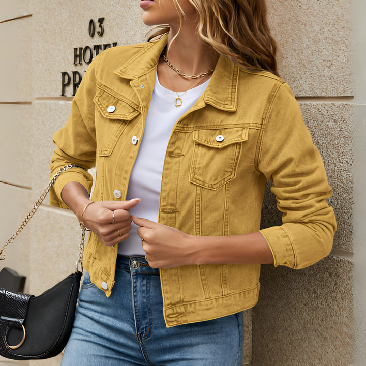 Veste en jean boutonnée classique pour femme