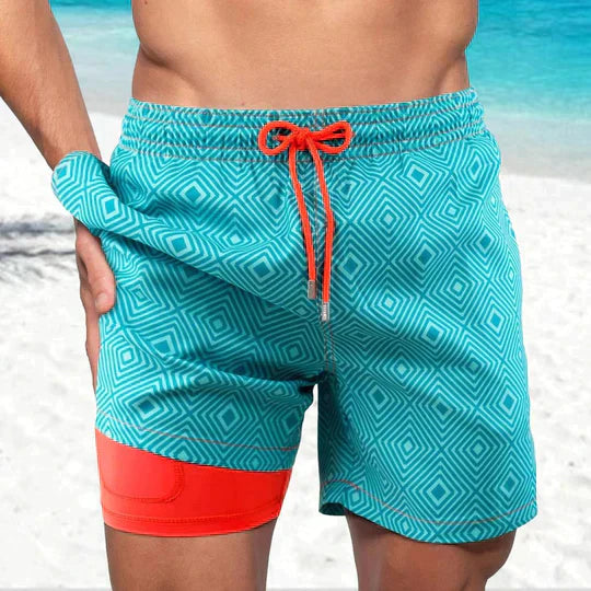 Short de bain tendance pour homme avec doublure et poche pour téléphone