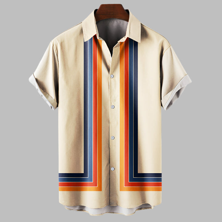 Chemise rétro ample à manches courtes pour homme