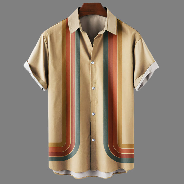 Chemise rétro ample à manches courtes pour homme