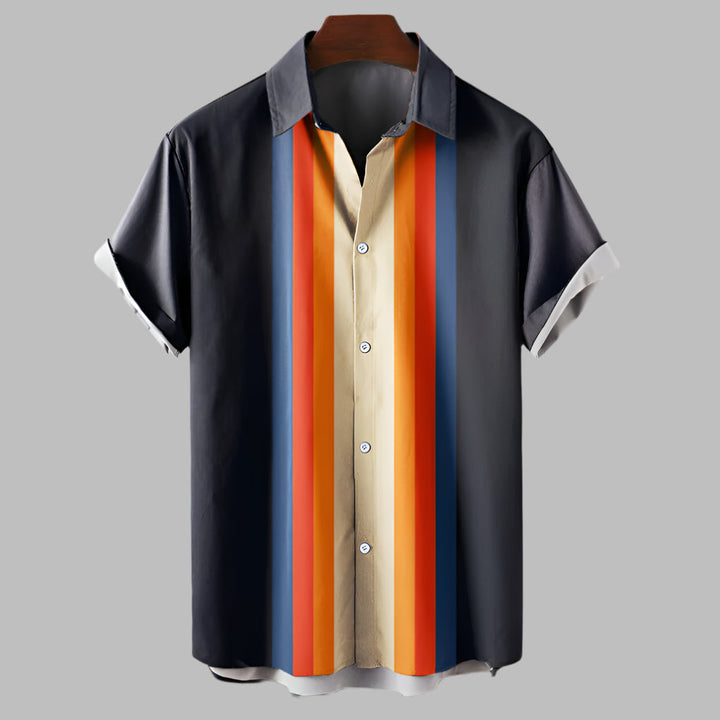Chemise rétro ample à manches courtes pour homme