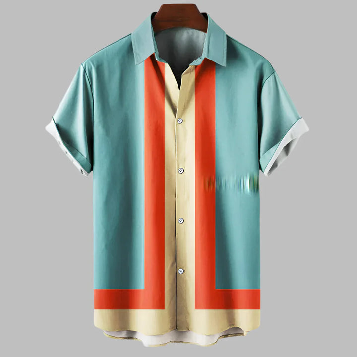 Chemise rétro ample à manches courtes pour homme