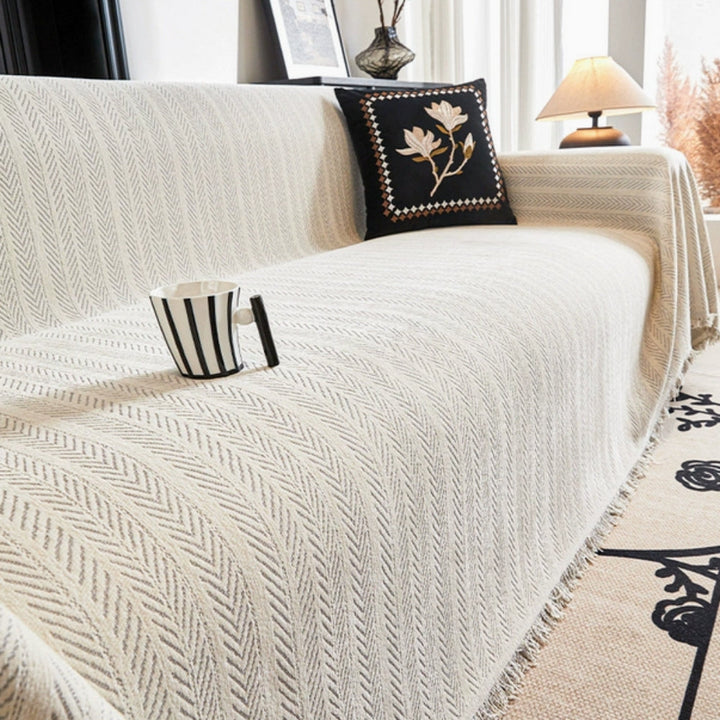 Housse de canapé en chenille à chevrons