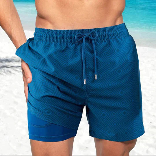 Short de bain tendance pour homme avec doublure et poche pour téléphone