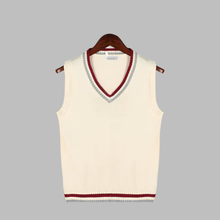 Pull sans manches style preppy à rayures rétro