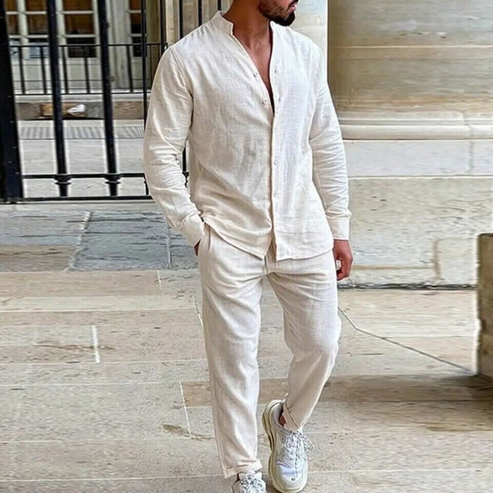 Chemise décontractée en lin mélangé pour homme