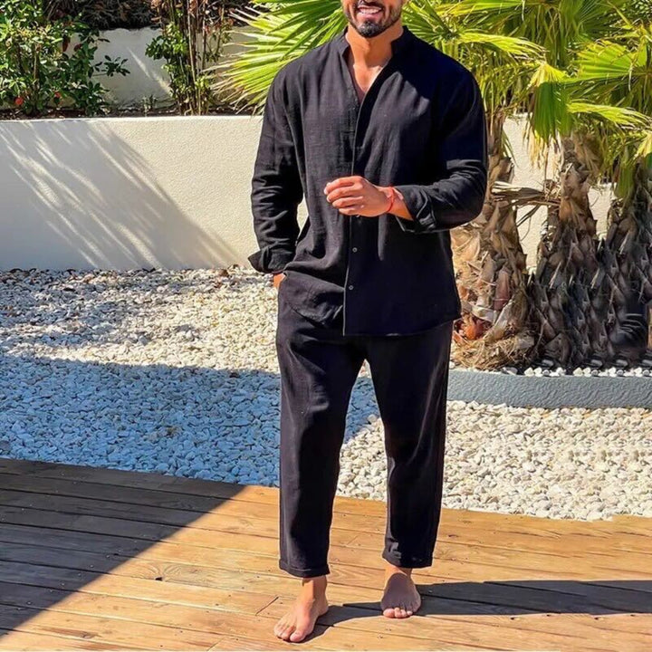 Chemise décontractée en lin mélangé pour homme