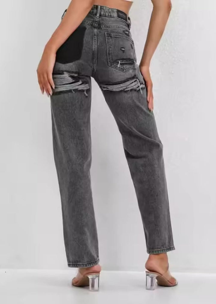 Jeans déchirés vintage pour femmes