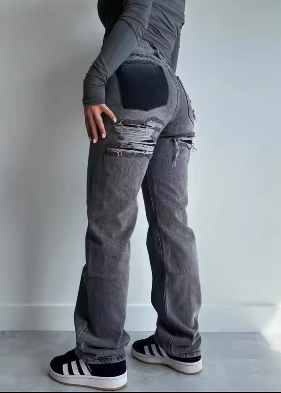 Jeans déchirés vintage pour femmes