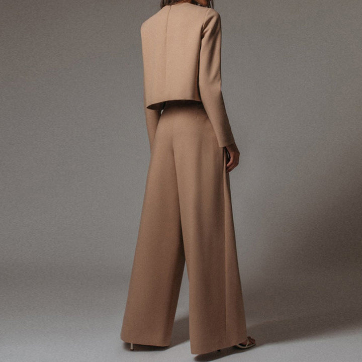 Ensemble Deux Pièces Élégant à Col Cranté pour Femme