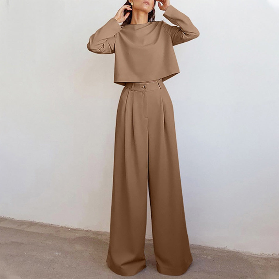 Ensemble Deux Pièces Élégant à Col Cranté pour Femme