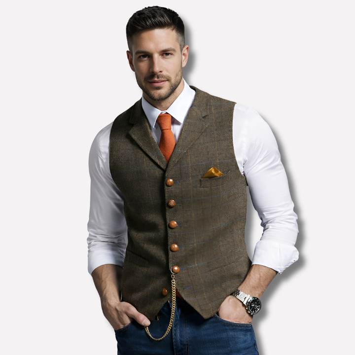 Gilet formel classique avec revers crantés et fermeture à boutons