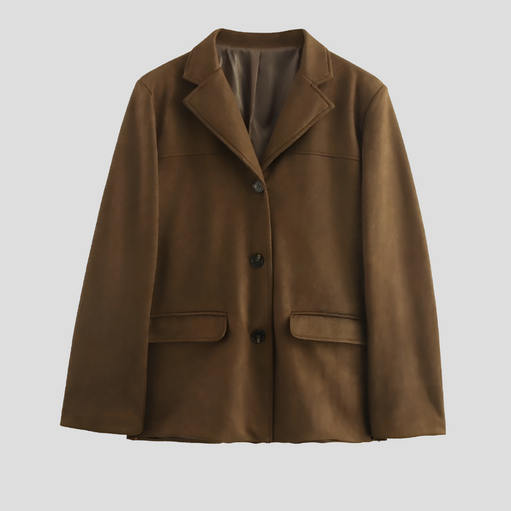 Trench-coat oversize en daim marron à larges revers