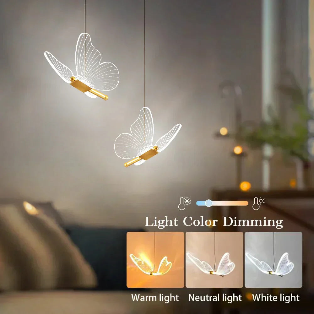 Lampe suspendue papillon à LED magique