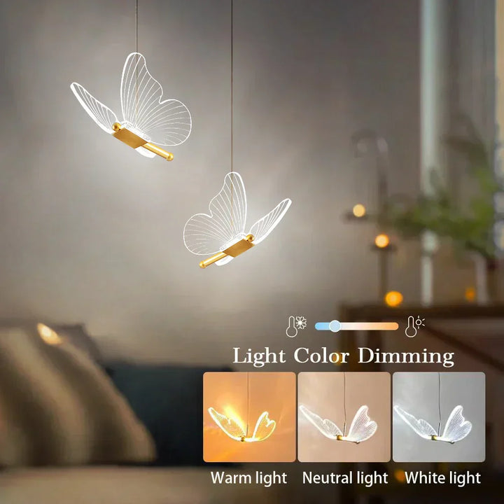 Lampe suspendue papillon à LED magique