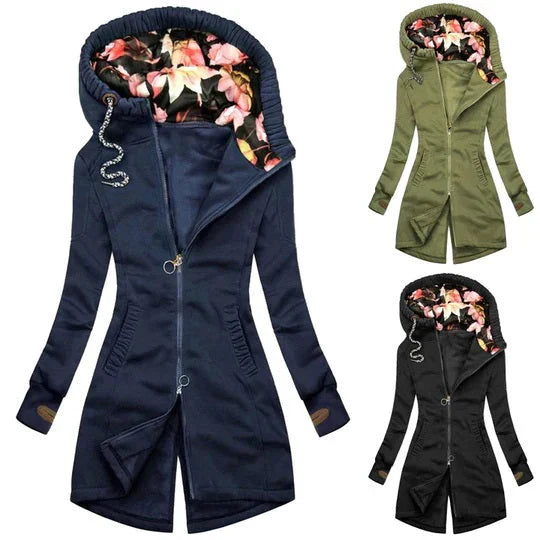 Veste zippée élégante avec capuche pour femme