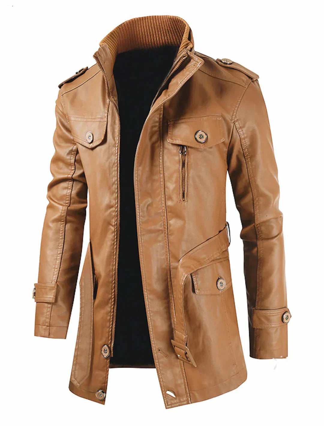 Manteau long en cuir pour homme
