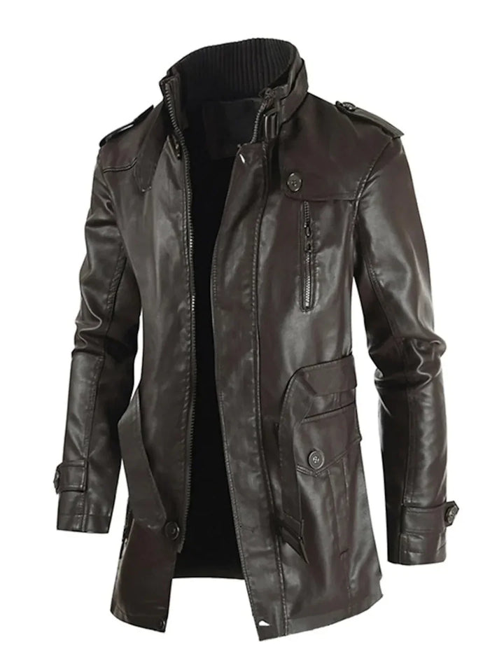 Manteau long en cuir pour homme