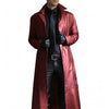 Manteau d'hiver long en faux cuir pour hommes