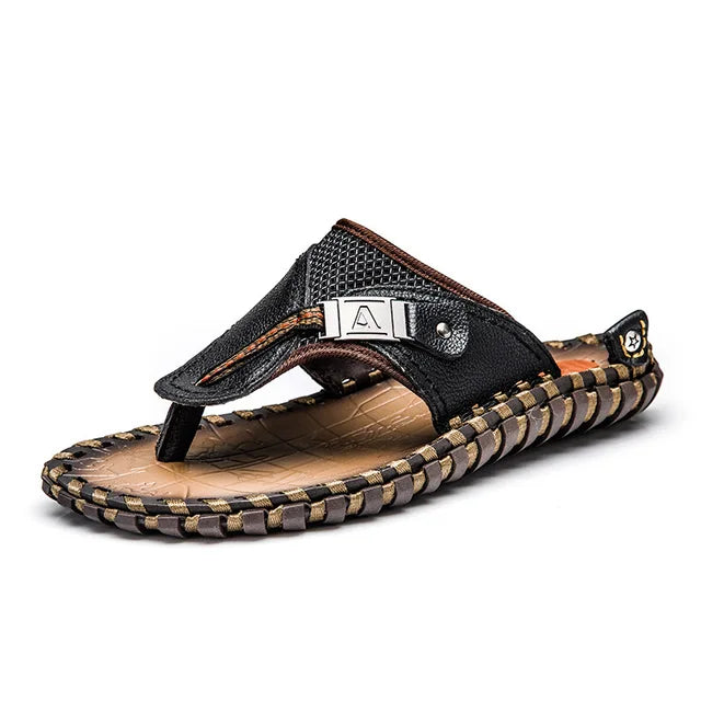 Tongs élégantes en cuir pour hommes