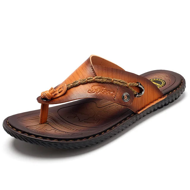 Tongs élégantes en cuir pour hommes