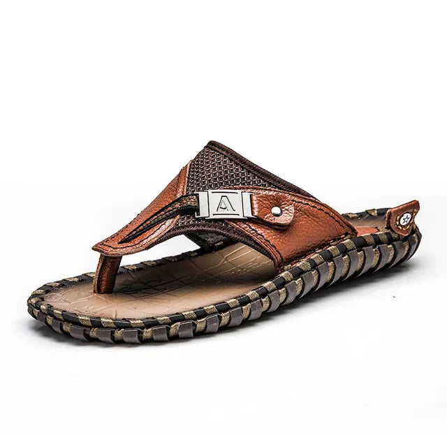 Tongs élégantes en cuir pour hommes