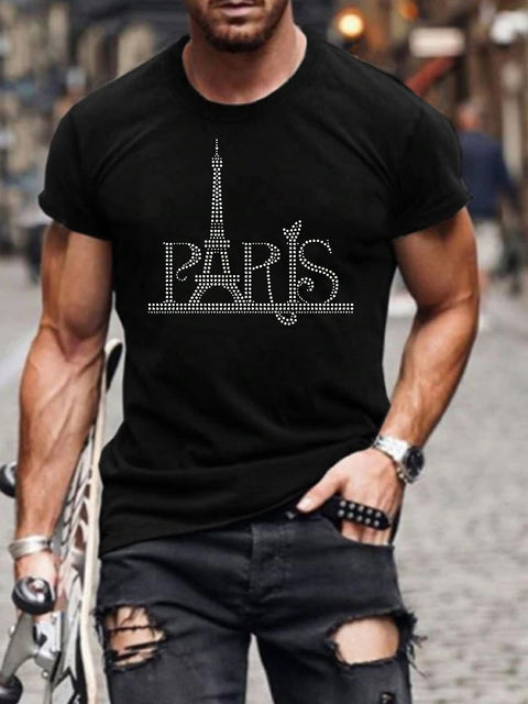 T-shirt Oversize d’Été pour Homme avec Col Rond et Strass