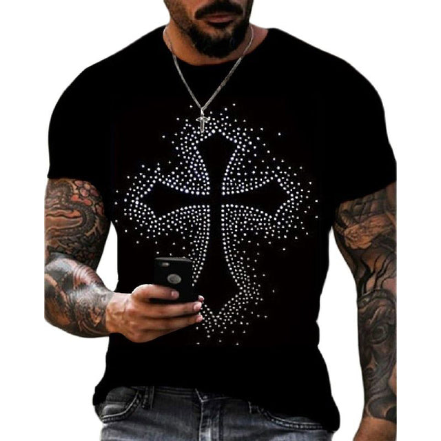 T-shirt Oversize d’Été pour Homme avec Col Rond et Strass