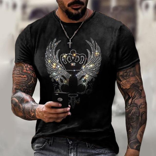 T-shirt Oversize d’Été pour Homme avec Col Rond et Strass
