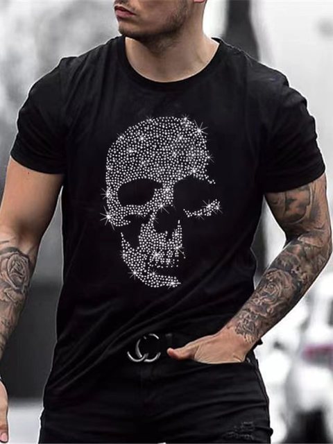 T-shirt Oversize d’Été pour Homme avec Col Rond et Strass
