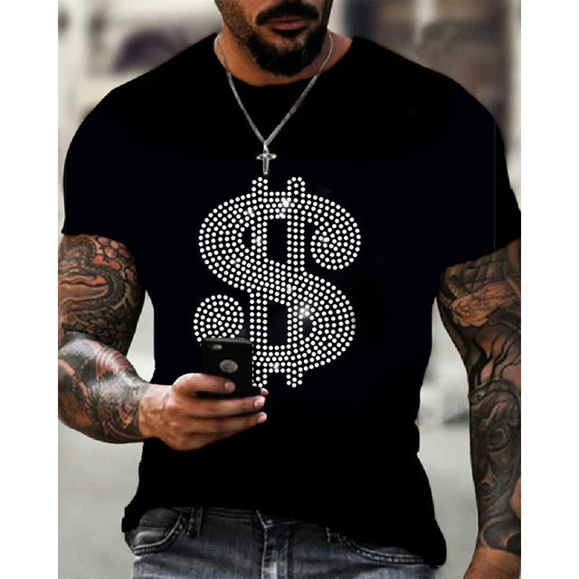 T-shirt Oversize d’Été pour Homme avec Col Rond et Strass
