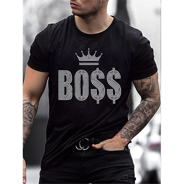 T-shirt Oversize d’Été pour Homme avec Col Rond et Strass