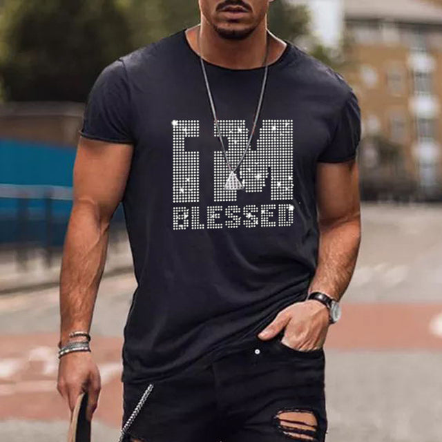 T-shirt Oversize d’Été pour Homme avec Col Rond et Strass