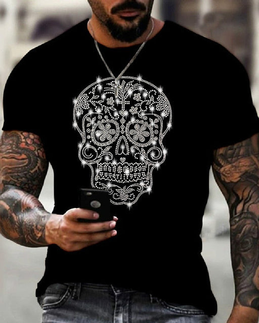 T-shirt Oversize d’Été pour Homme avec Col Rond et Strass