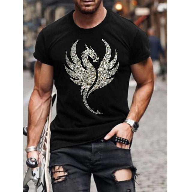 T-shirt Oversize d’Été pour Homme avec Col Rond et Strass