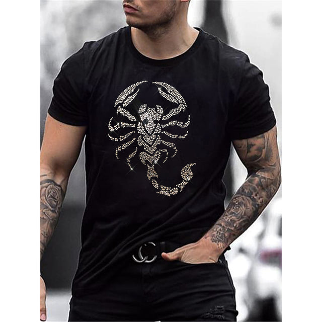 T-shirt Oversize d’Été pour Homme avec Col Rond et Strass