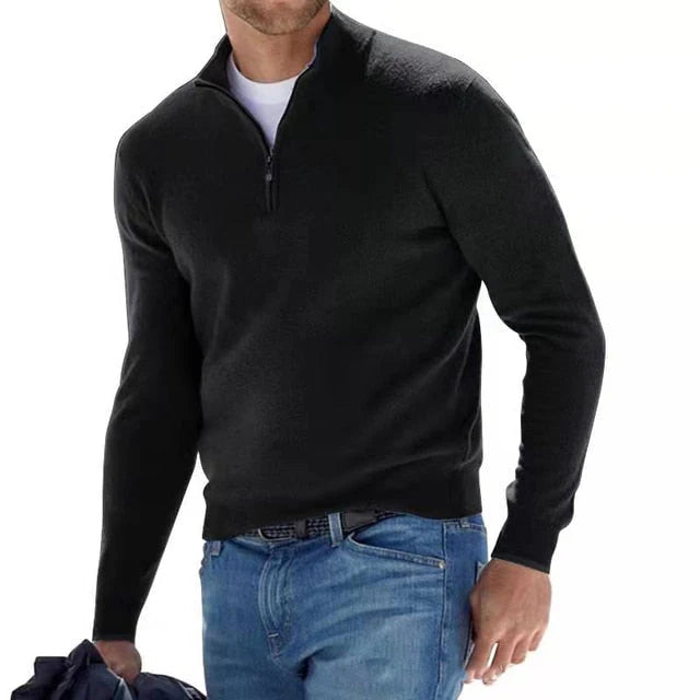 Zo - Pull zippé col V pour homme