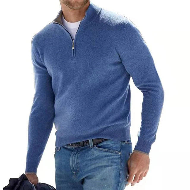 Zo - Pull zippé col V pour homme