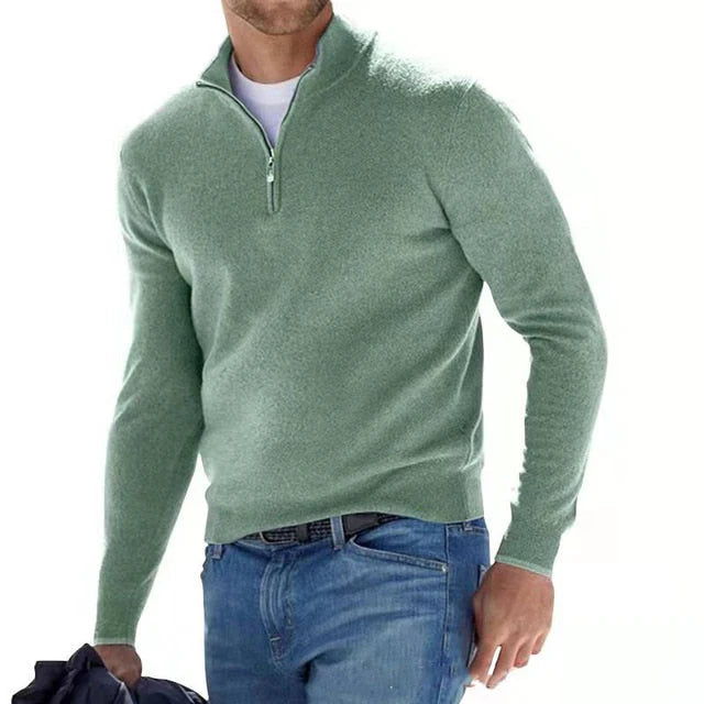 Zo - Pull zippé col V pour homme