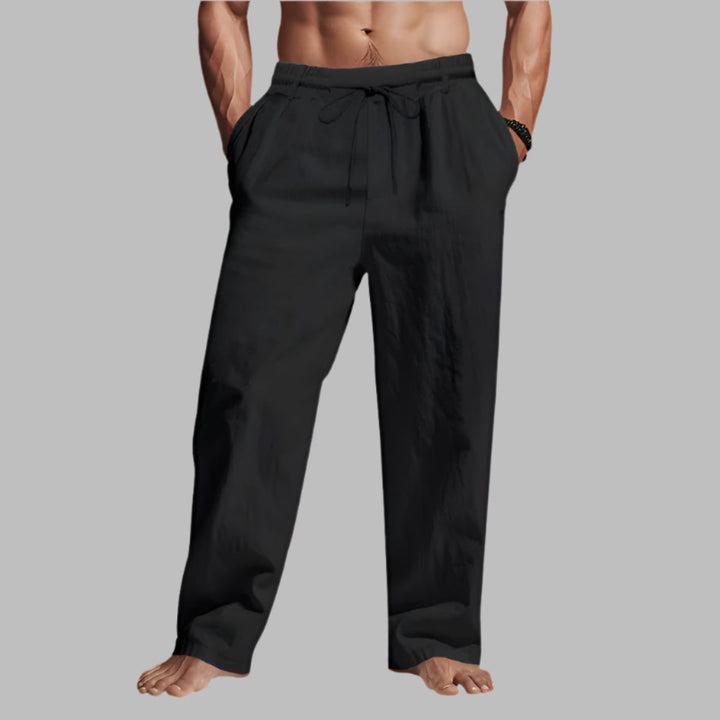 Pantalon en lin coupe décontractée avec cordon de serrage