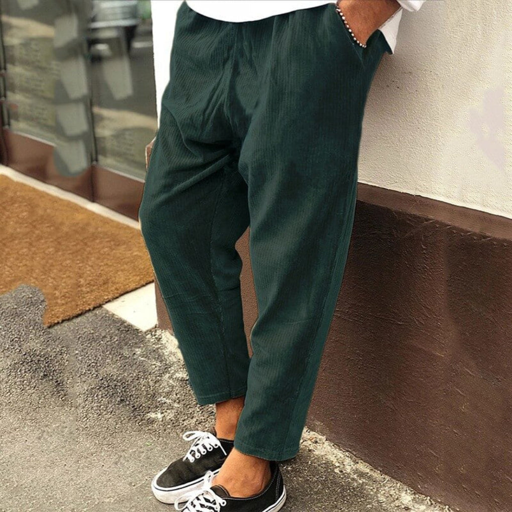 Pantalon décontracté en velours côtelé pour homme