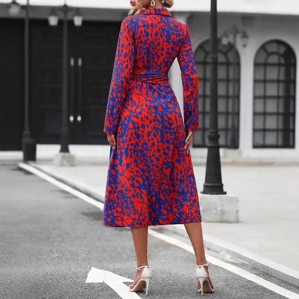 Robe mi-longue respirante à taille nouée