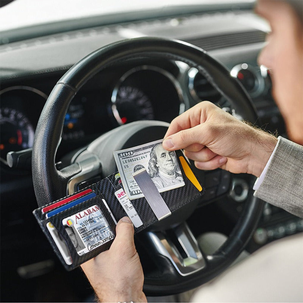 Portefeuille fin RFID avec pince à billets