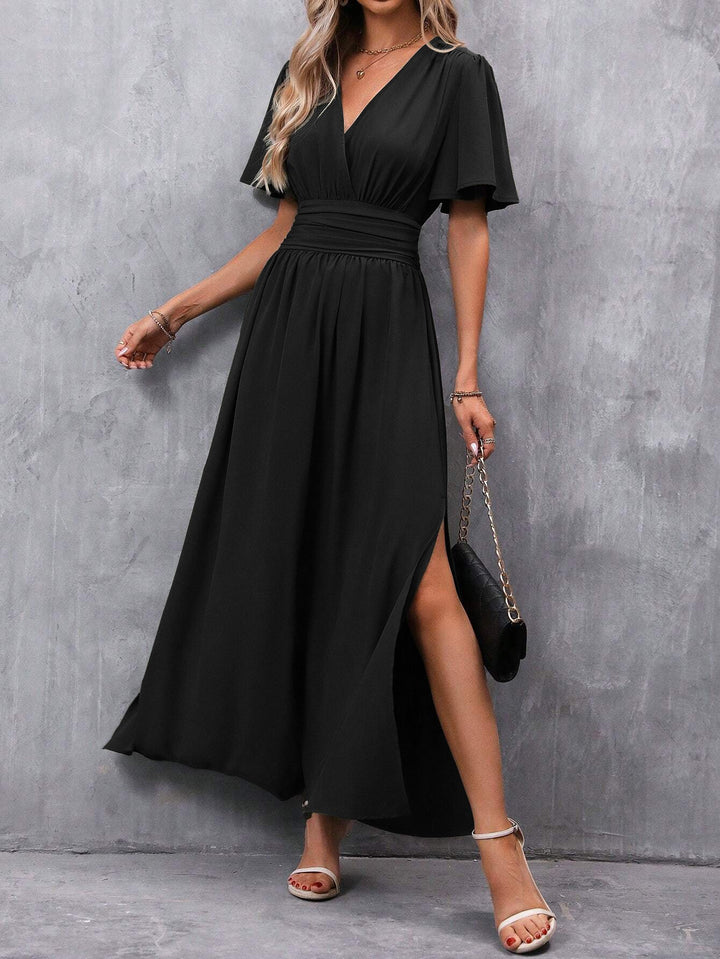Robe longue élégante à col en V pour femme