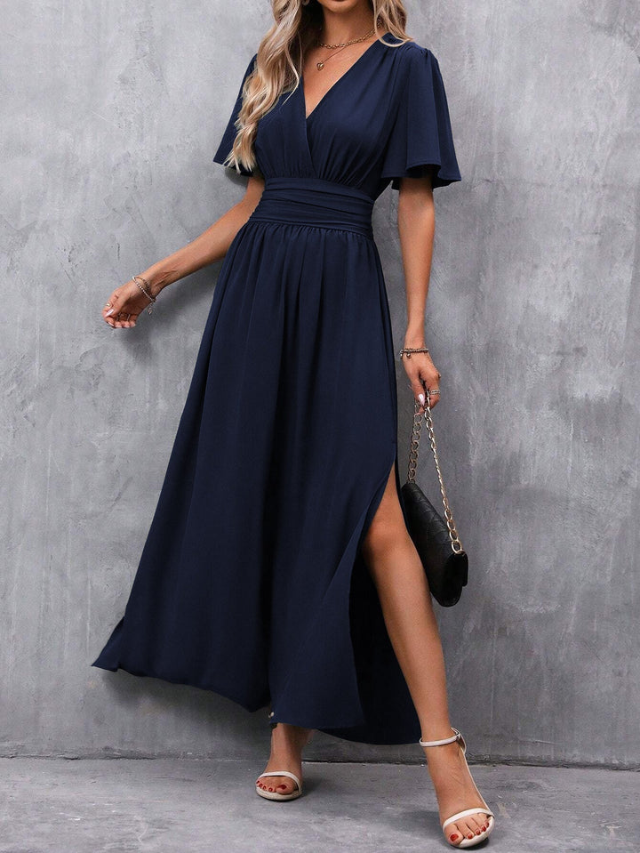 Robe longue élégante à col en V pour femme