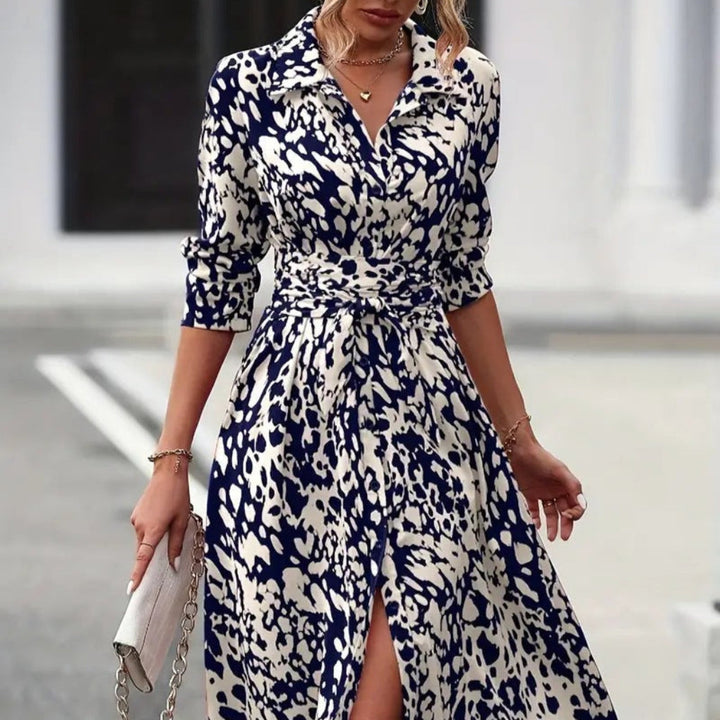 Robe mi-longue respirante à taille nouée