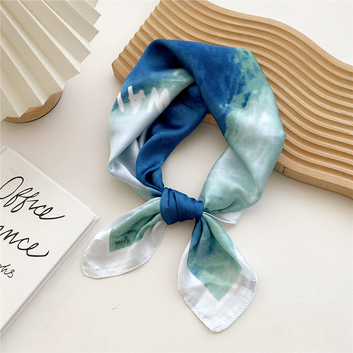 Écharpe imprimée en satin pour femme